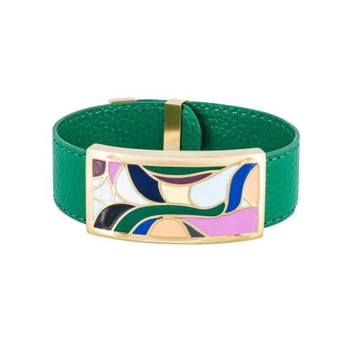 Фото Браслет на зеленом кожаном ремешке Fiore Luna CB13600-17