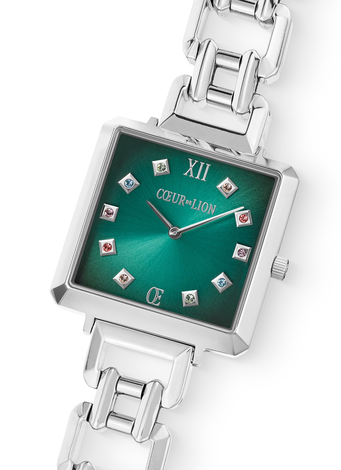 Часы Cube Statement Watch Turquoise Glaze silver Coeur de Lion 7630/74-1705