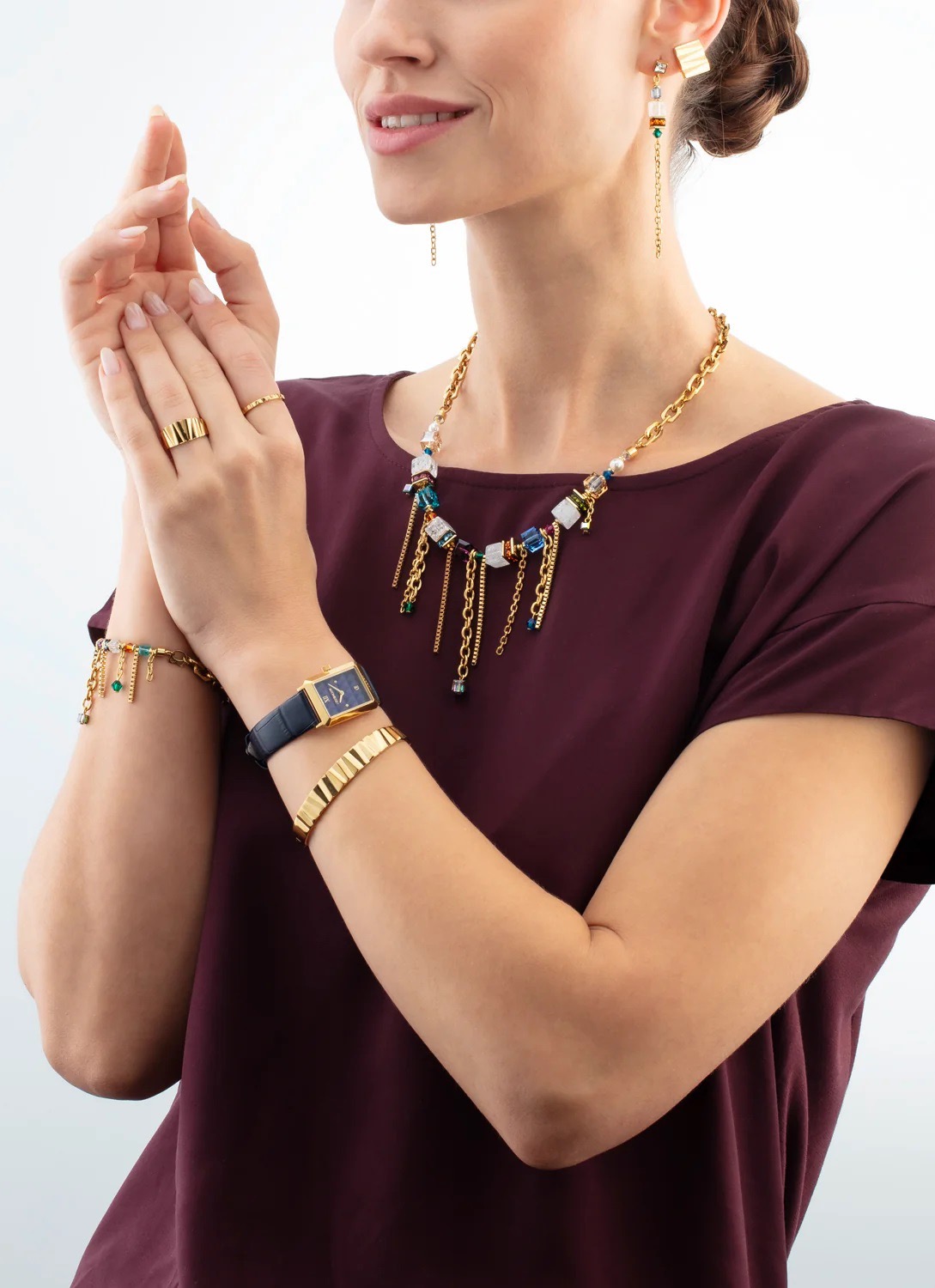 Часы Iconic Spikes Bracelet Leather Midnight Blue Gold Coeur de Lion 7672/71-0716