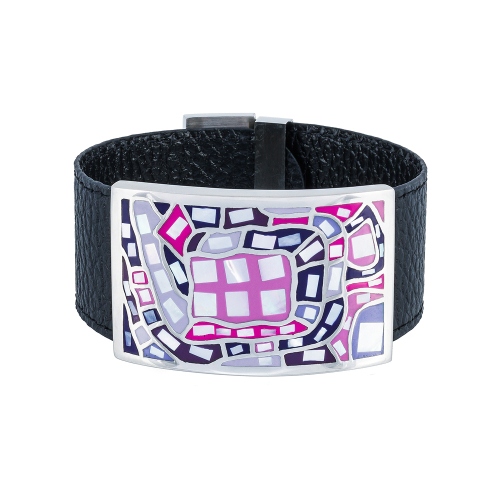 Браслет на черном кожаном ремешке Fiore Luna CB00100-5