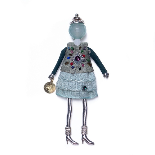 Фото Брошь Miamelie, кукла Росселла, MiA-218-BH0552 серебристый