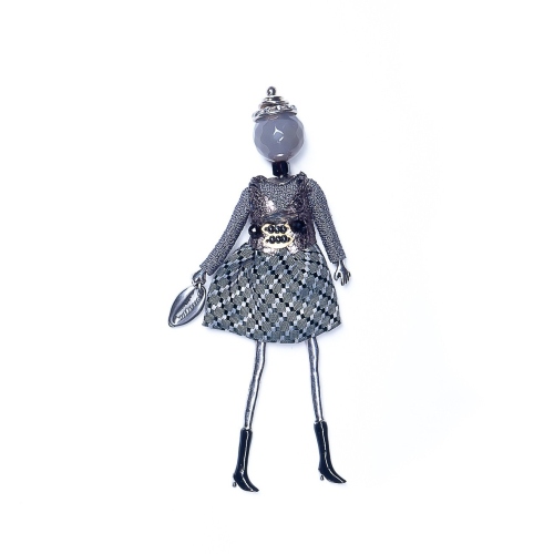 Фото Брошь Miamelie, кукла Моника, MiA-2112-BH0504 серебристый