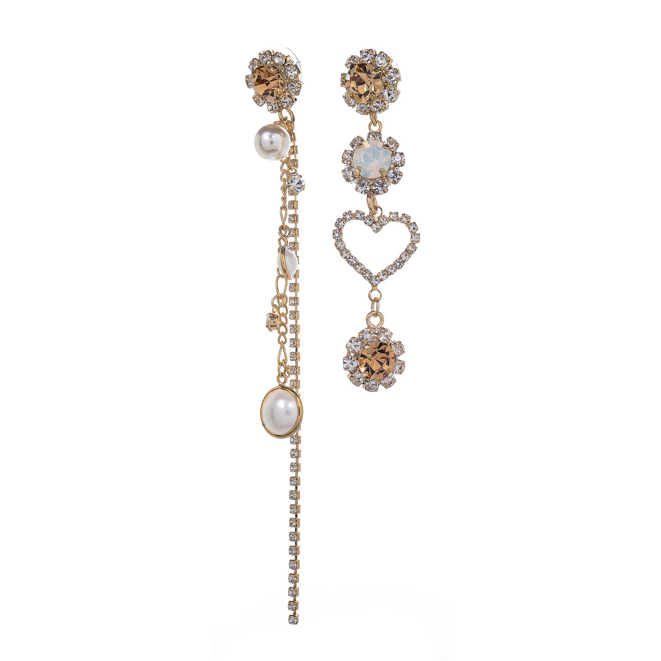 Фото Серьги Moon Paris Ringo Queen асимметричные кристаллы бусины MRQ-24.05-016 золотистый