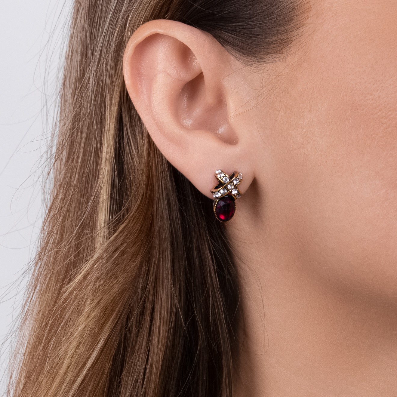 Фото Серьги Alcozer&J гранат кристаллы Swarovski  AL2406-OP3566C