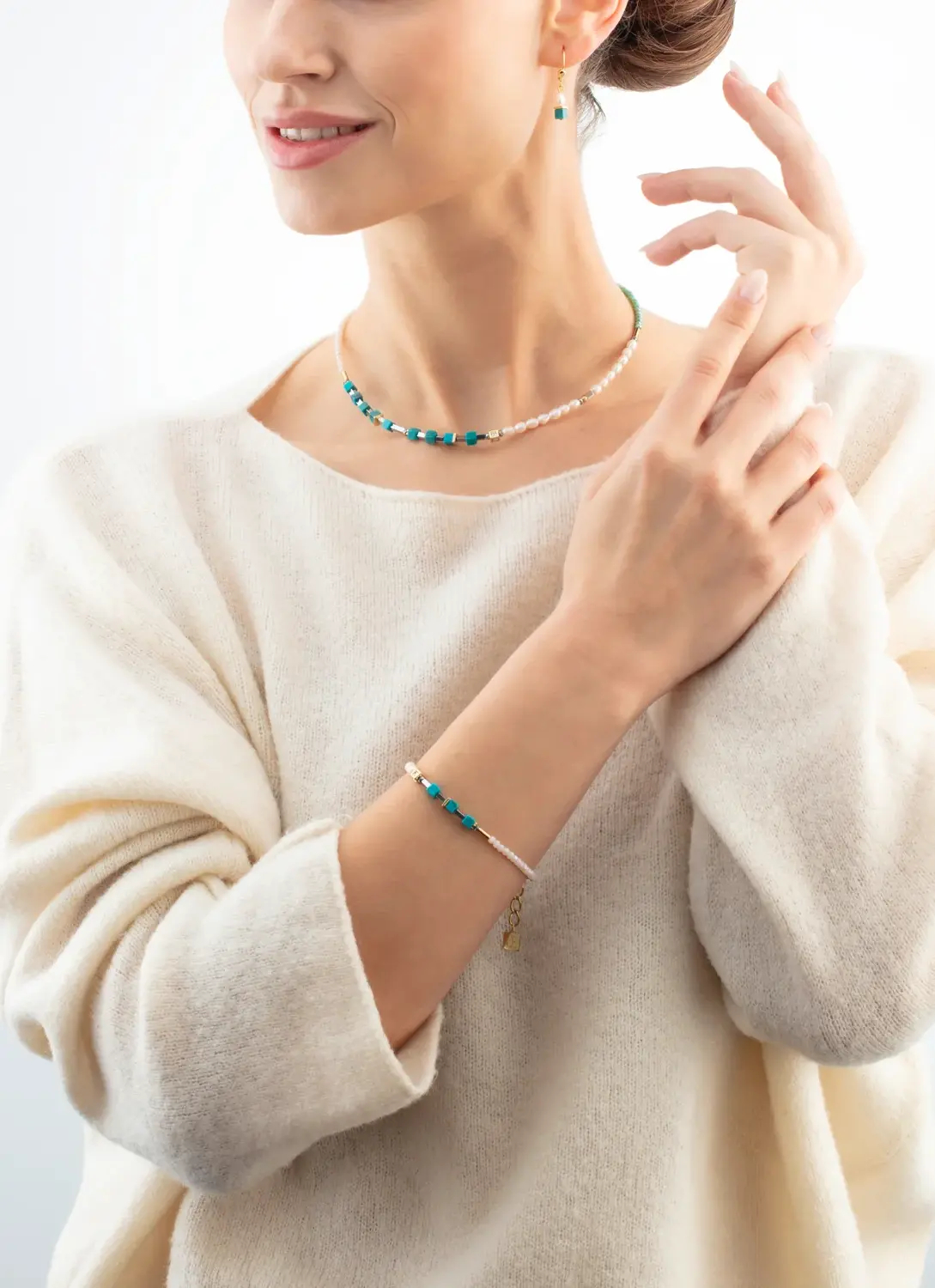 Фото Колье Princess Fusion Pearls turquoise Coeur de Lion 1126/10-0605