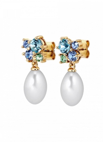 PETUN SG AQUA/WHITE PEARL серьги 480057