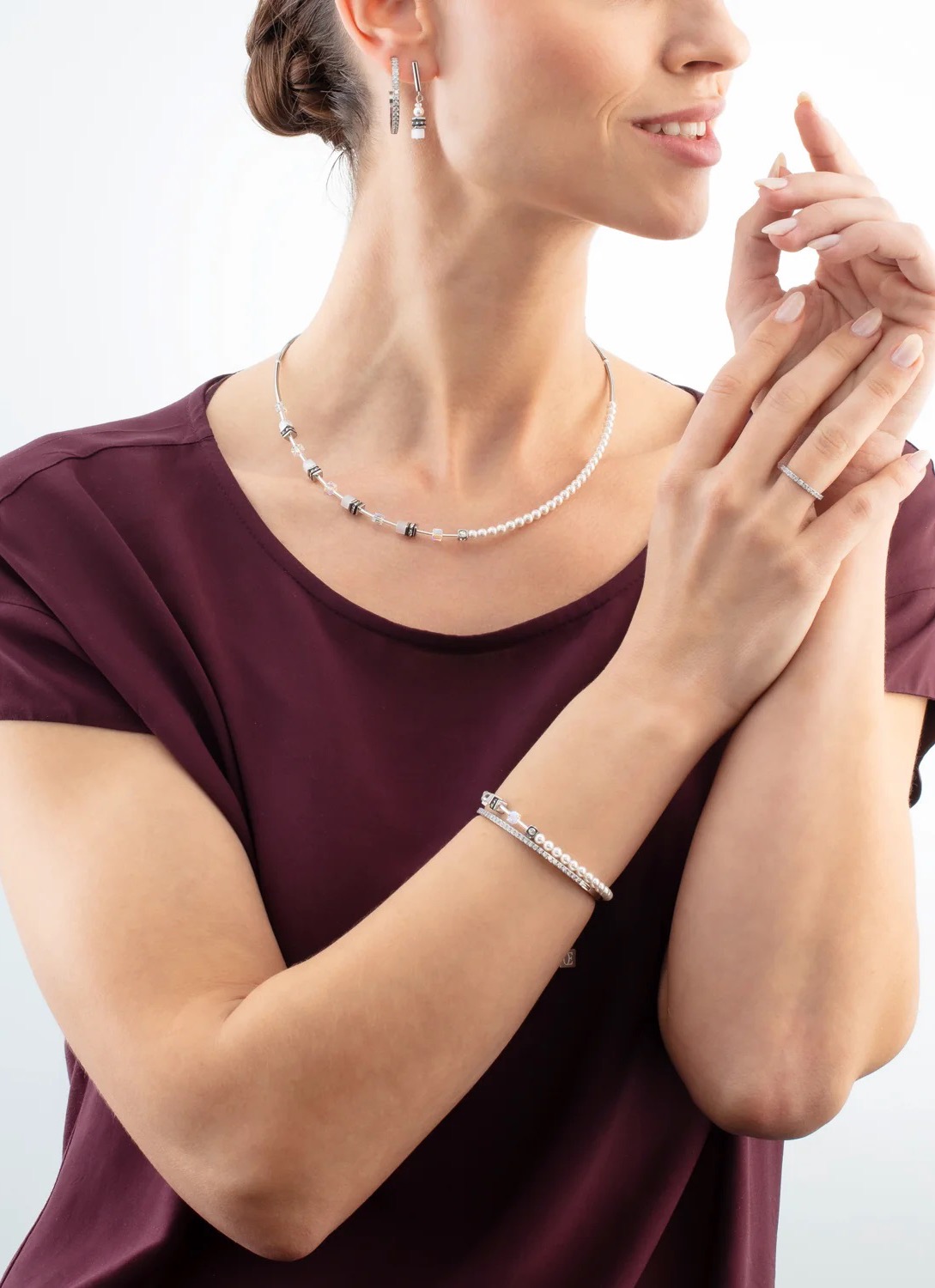 Фото Серьги Mini Fusion Pearls silver-white Coeur de Lion 4087/21-1417