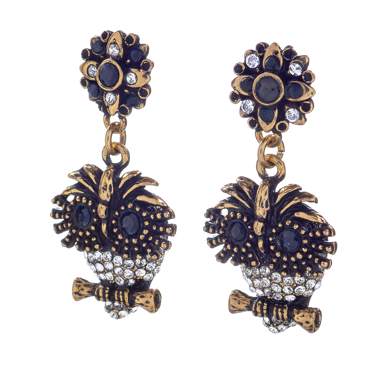 Фото Серьги Alcozer&J сова с сапфиром и кристаллами Swarovski  AL-OP3850C