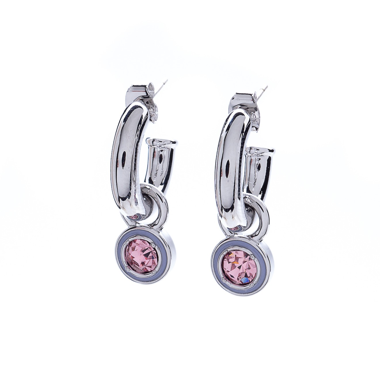Фото Серьги Moon Paris Ringo полукольца с кристаллом MR-22.03-013 розовый