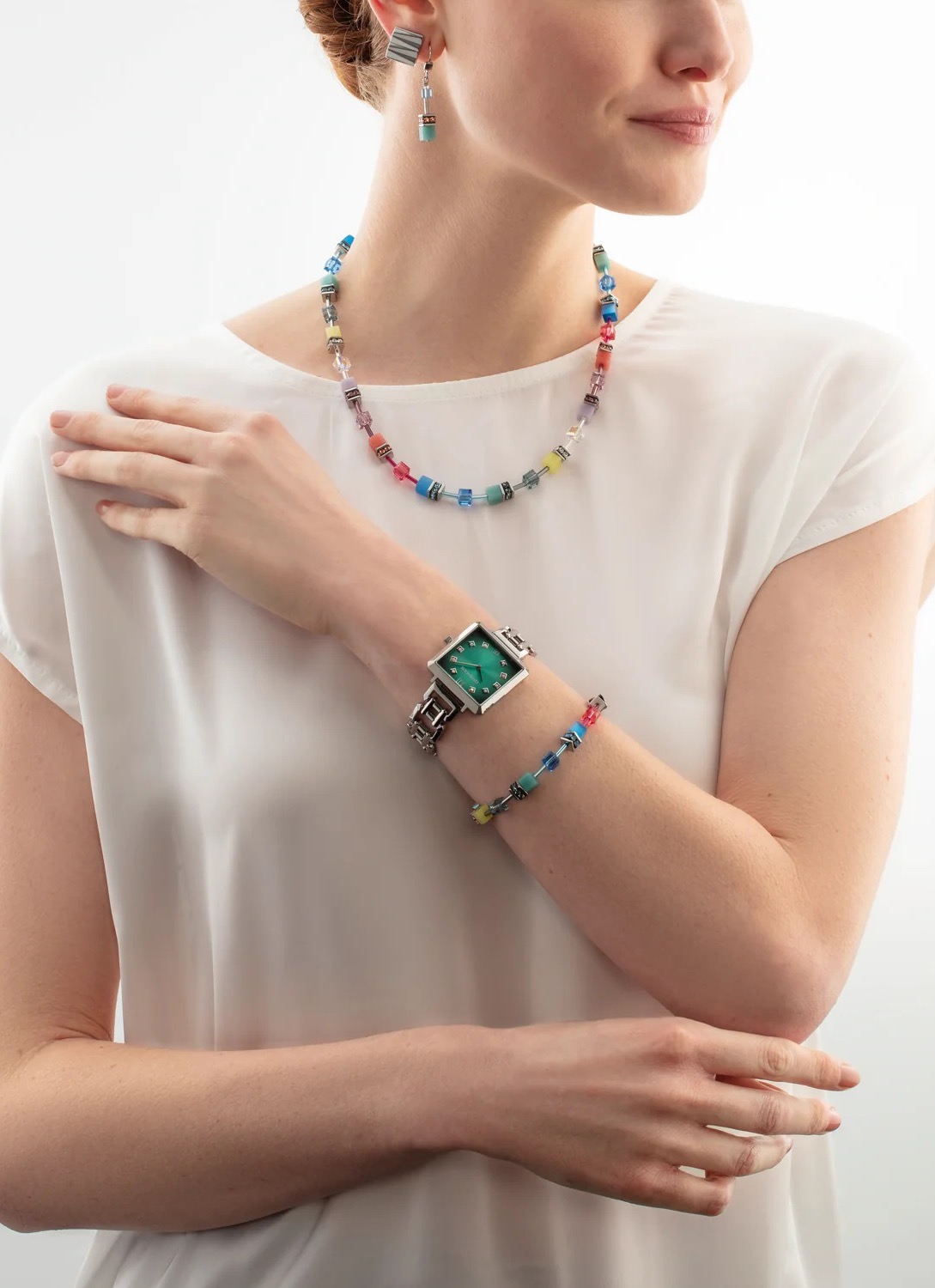 Часы Cube Statement Watch Turquoise Glaze silver Coeur de Lion 7630/74-1705