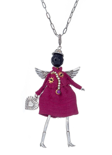 Фото Подвеска Miamelie кукла Мелиса с крыльями в платье фуксия
