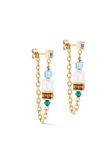 Серьги Sunray Cube Couture gold multicolour Coeur de Lion 3020/21-1516