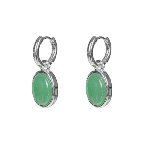 *Серьги GREEN AVENTURINE Fiore Luna *LE1204 G/S