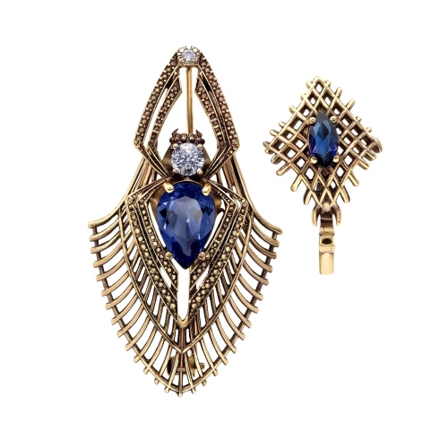 Фото Колье/Брошь RAGNO ART DECO Fiore di Firenze SP310721 TANZANITE