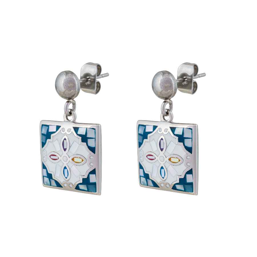 Фото Серьги ENAMEL BLUE Art Deco Fiore Luna AE03194-4 M/S