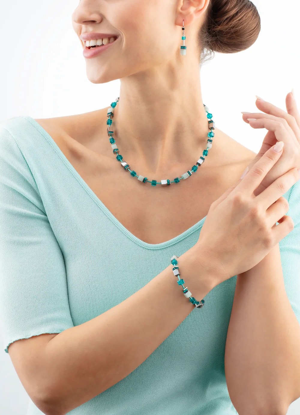 Фото Колье Dark Green-Silver Coeur de Lion 4010/10-0548