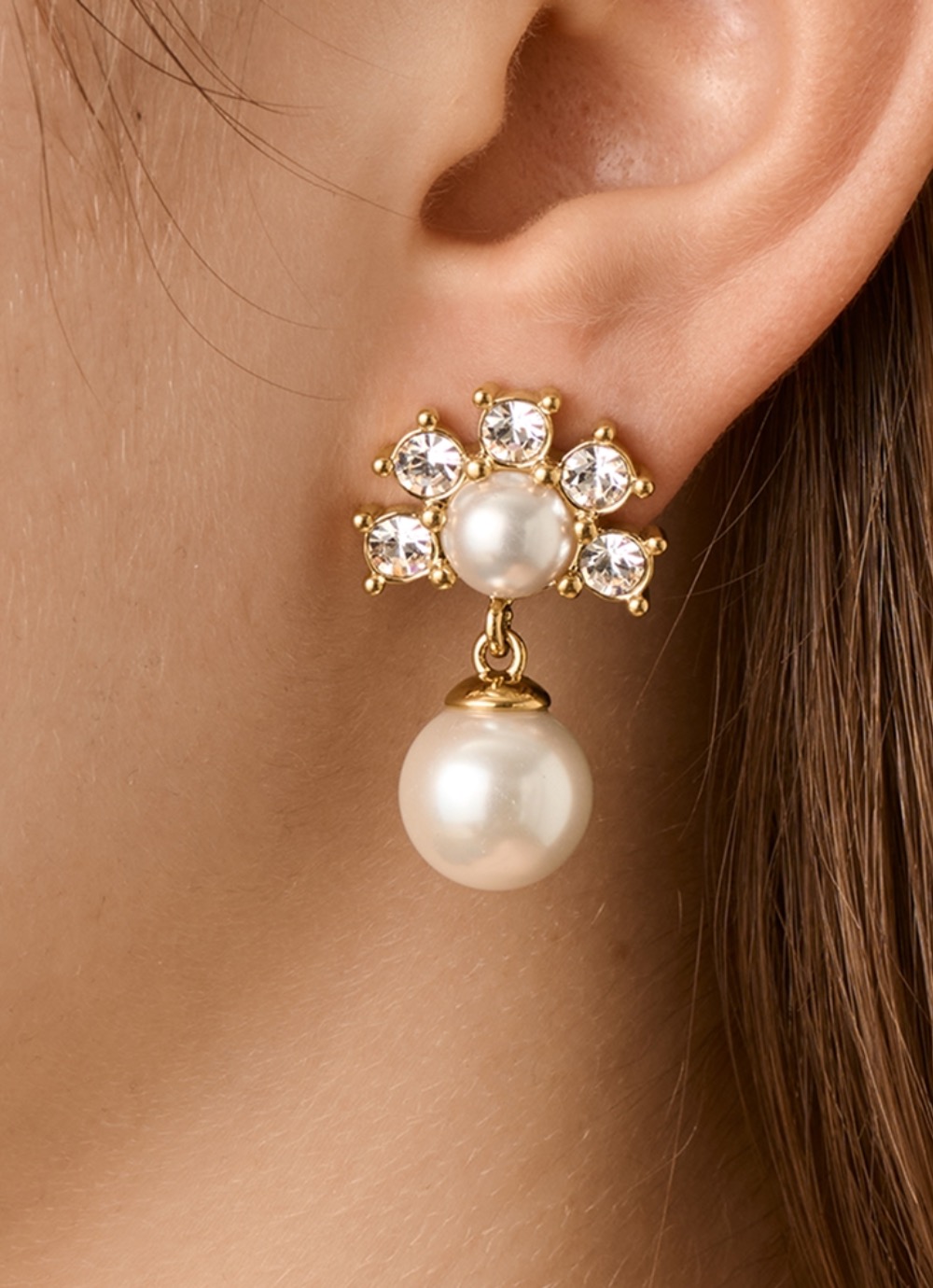 Фото Серьги VERONICA SG CRYSTAL /WHITE PEARL Dyrberg Kern 450109