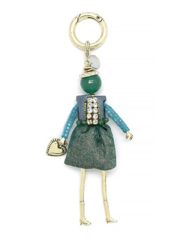 Фото Брелок Miamelie кукла Мишель в зеленом с сердцем