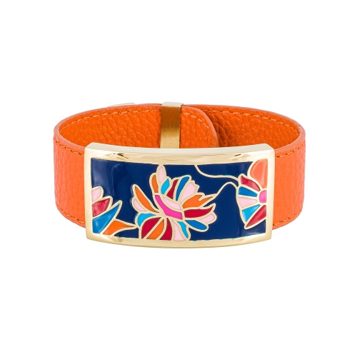 Браслет на оранжевом кожаном ремешке