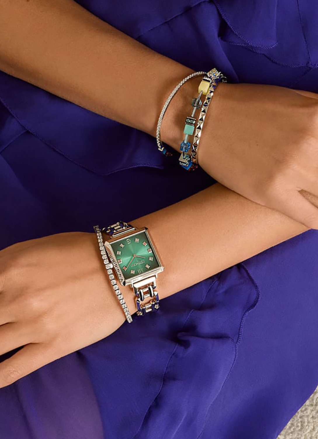 Часы Cube Statement Watch Turquoise Glaze silver Coeur de Lion 7630/74-1705