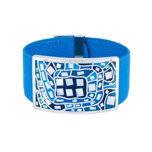 Браслет на голубом кожаном ремешке Fiore Luna CB00100-3