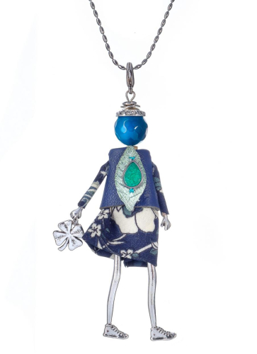 Фото Подвеска Miamelie Кукла Лилиан в синем платье с клевером