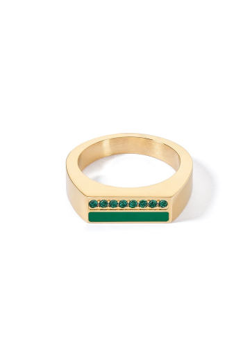 Фото Кольцо Square Stripes gold green Coeur de Lion 0133/40-0549 60
