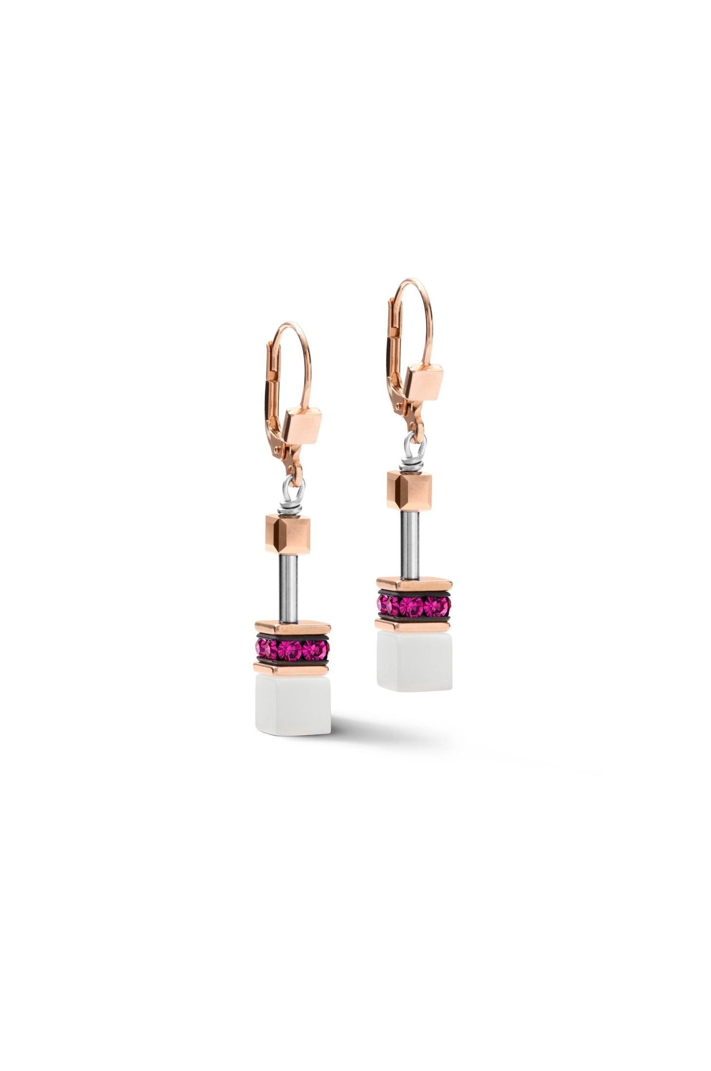 Серьги White&Pink Rose Gold Coeur de Lion 4013/20-0400