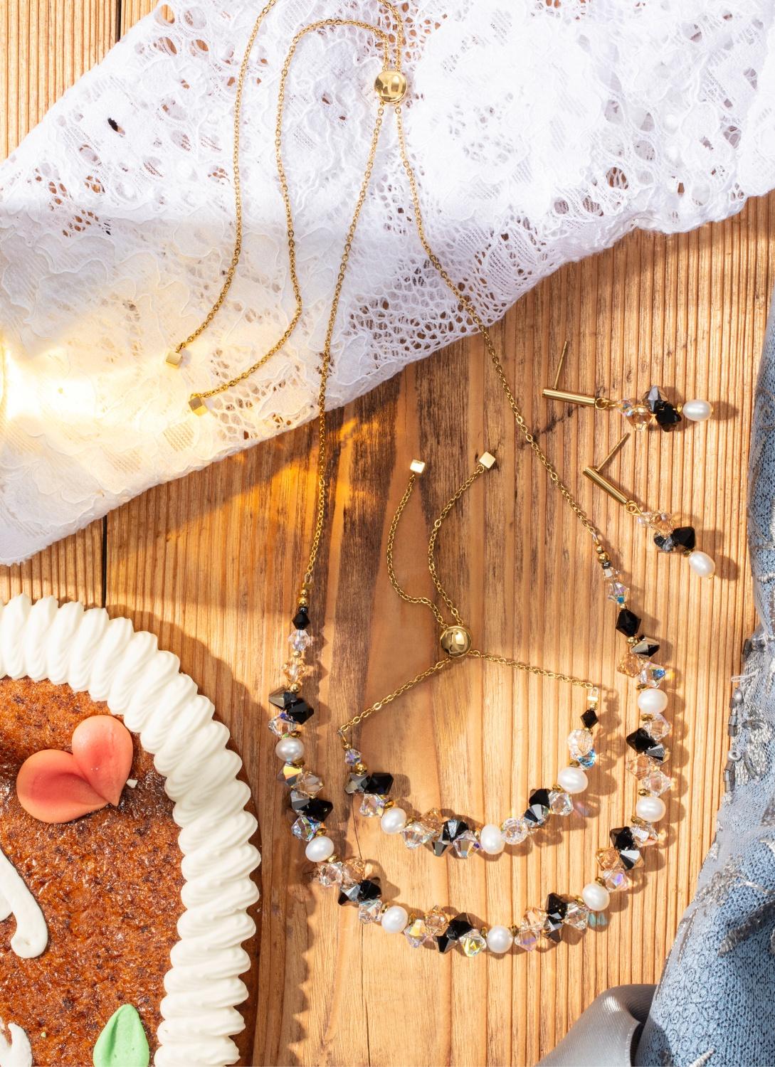Фото Колье Dancing Crystals & Pearls Black-Crystal Coeur de Lion 1124/10-1318