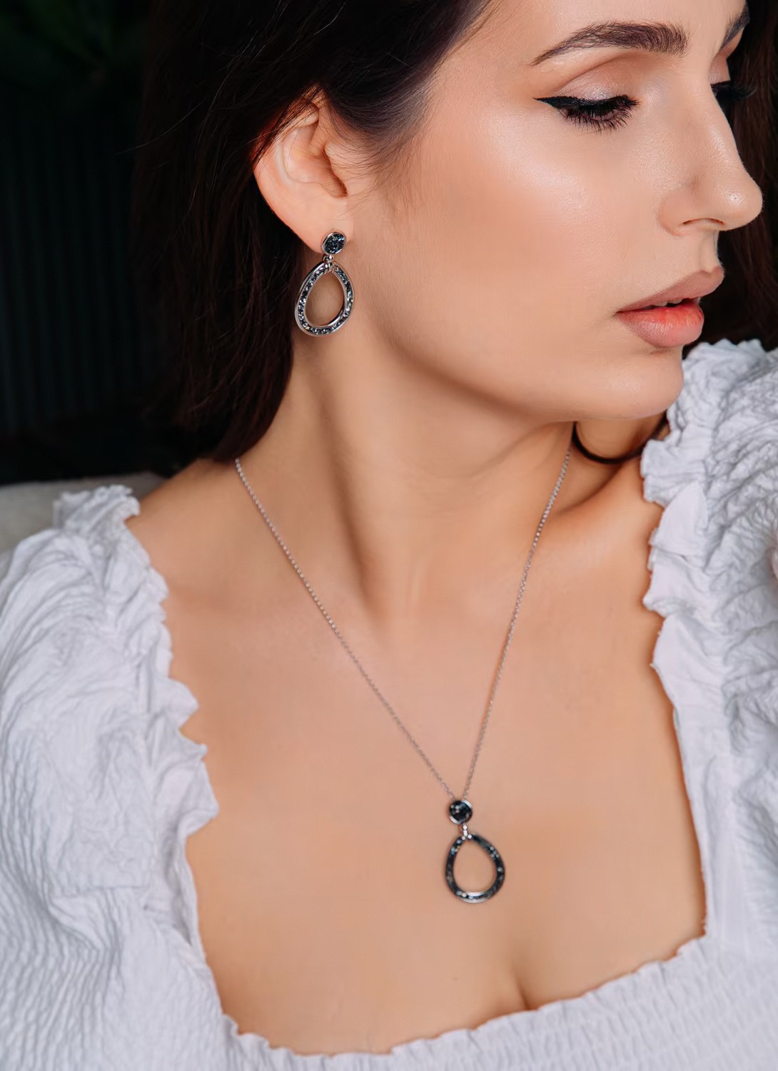 Фото Серьги Jet Nut Kristal Fiore Luna A2103SW-E05.4 BW/S