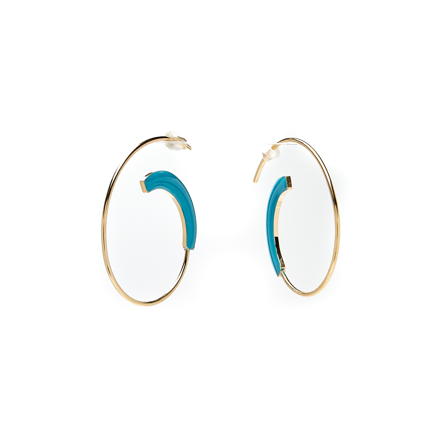 Фото Серьги Moon Paris Ikita завитки,бирюза,эмаль MIK-1902-100 золотистый