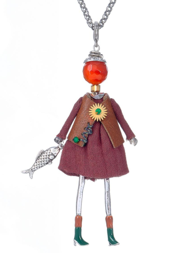 Фото Подвеска Miamelie кукла Кейтлайн с рыбкой в коричневом