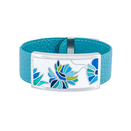 Браслет на бирюзовом кожаном ремешке Fiore Luna CB13599-4A