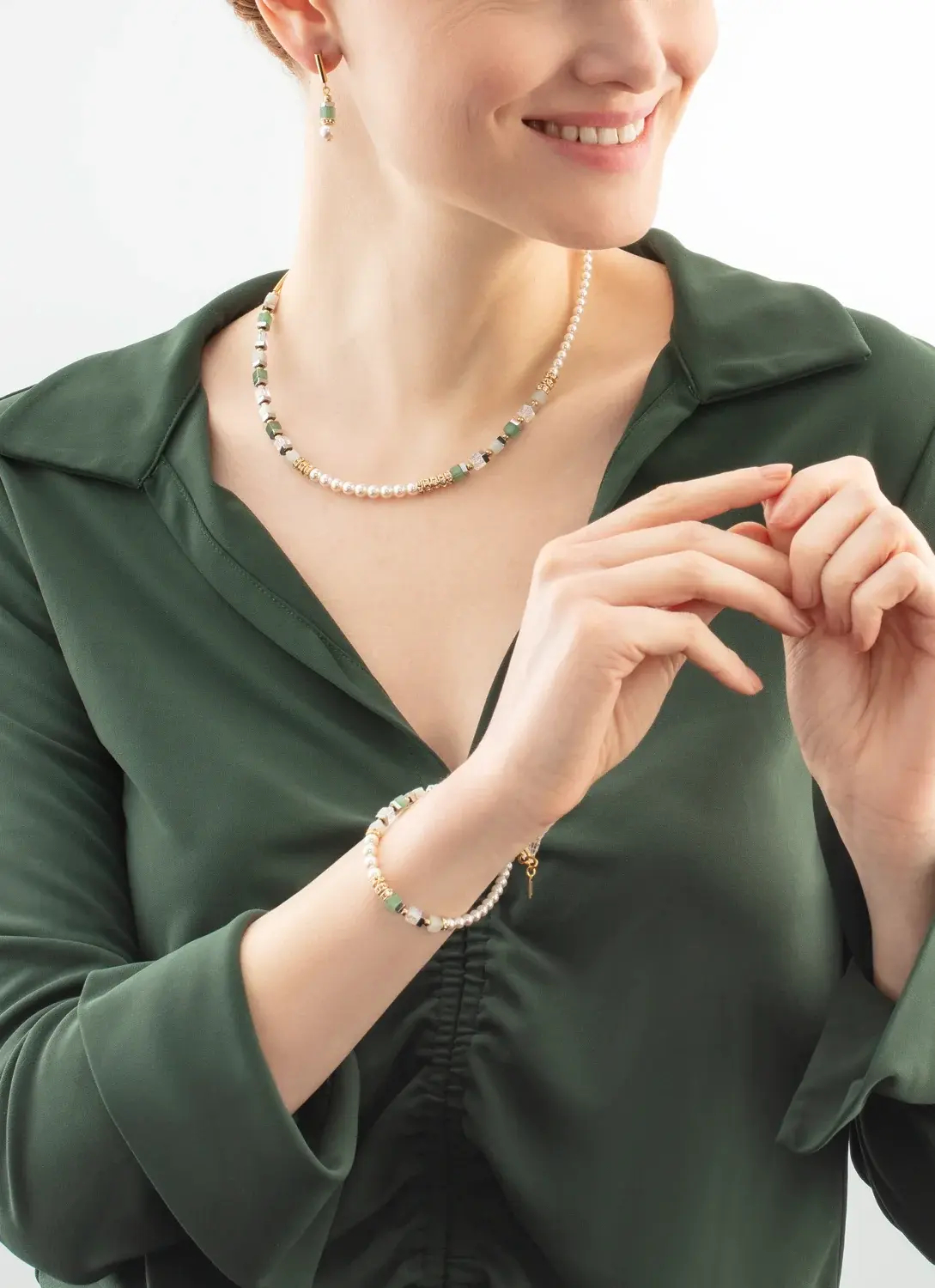 Фото Колье Fusion Offset gold green Coeur de Lion 4354/10-0500