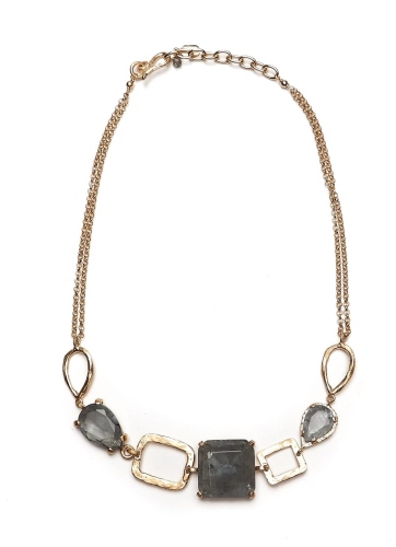 Фото Колье Estrosia 2-ая цепь вставка  серый ES-CLG17