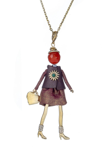 Фото Подвеска Miamelie кукла Миранда в бордовом с сердцем