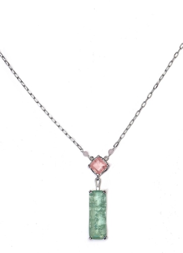 Фото Колье Estrosia цепь с подвеской кварц  зеленый ES-CLG25