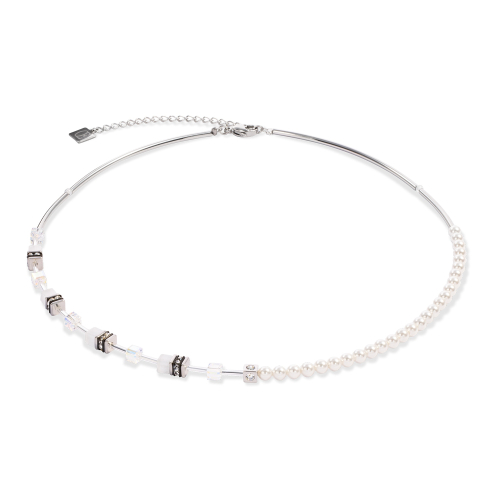 Колье GeoCUBE Mini Fusion Pearls silver-white Coeur de Lion 4087/10-1417