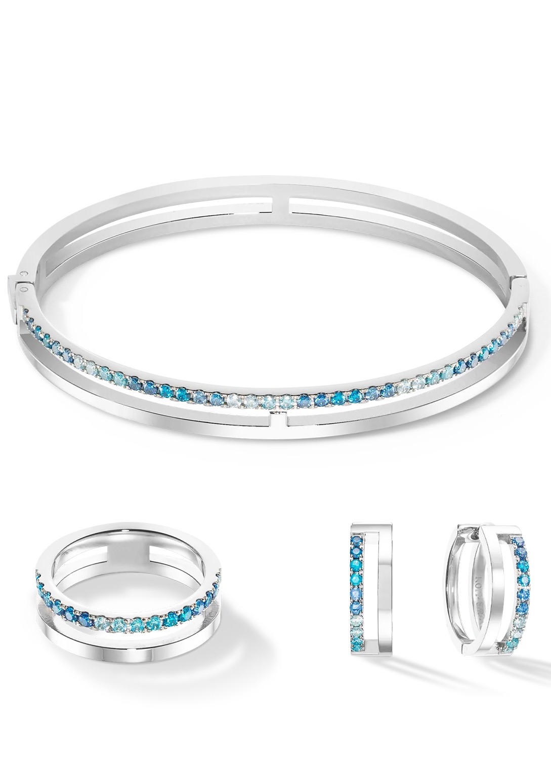 Фото Кольцо Eternal Unity silver-blue Coeur de Lion 0136/40-0717 56