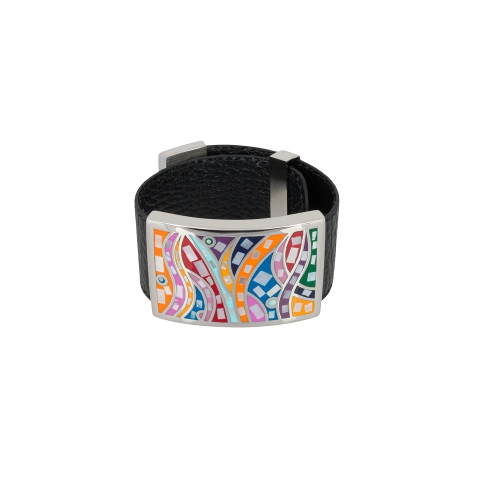 Браслет на кожаном черном ремешке Fiore Luna CB00230-16 M/S