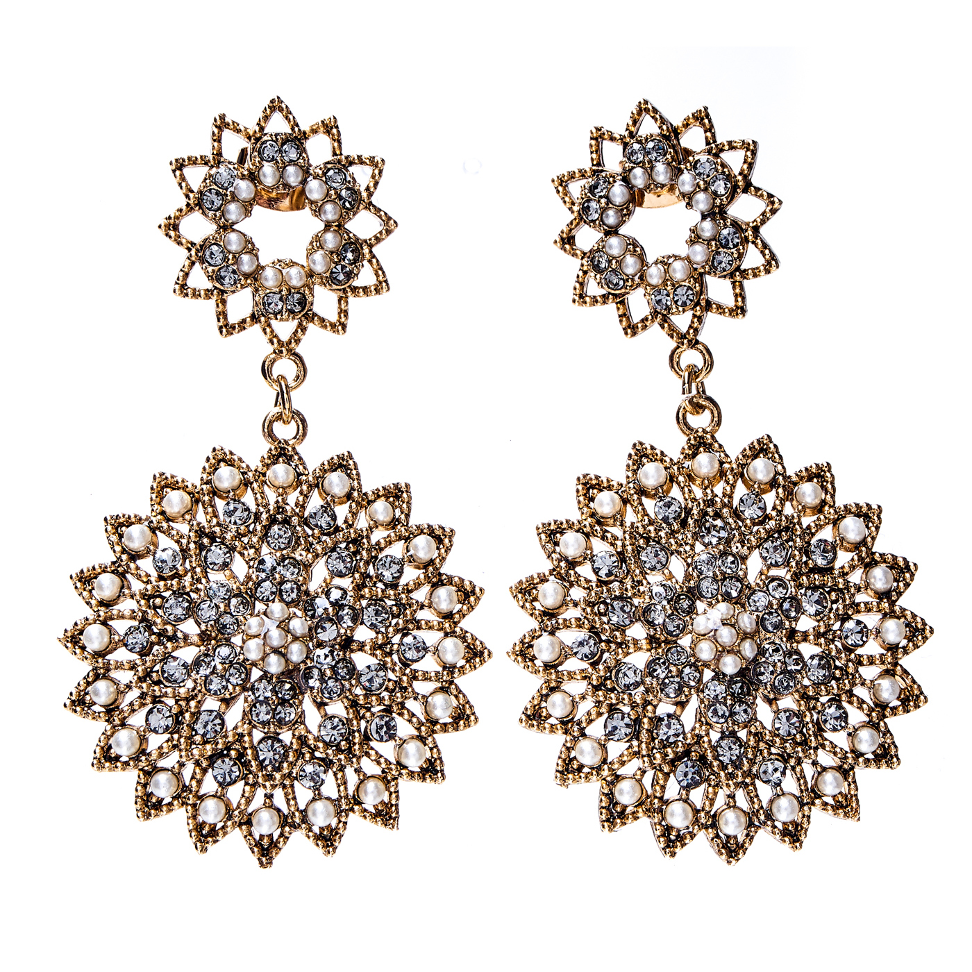 Фото Серьги Moon Paris Vintage подв. цветы MV-1811-007 золотистый