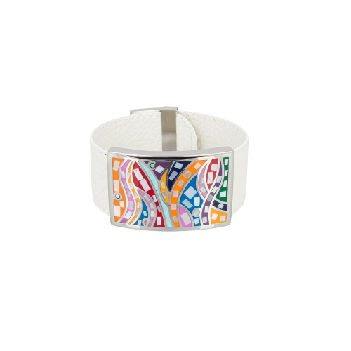 Браслет на кожаном белом ремешке Fiore Luna CB00230-18 M/S