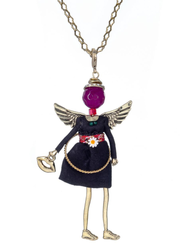 Фото Подвеска Miamelie кукла Изабель с крыльями в черном