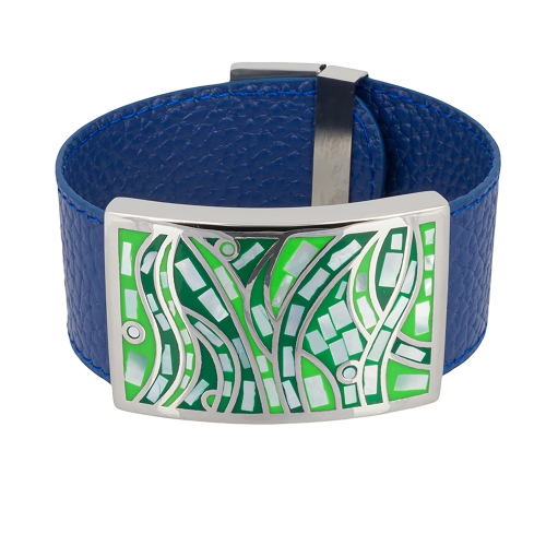 Браслет на кожаном синем ремешке Fiore Luna CB00230-11 G/S