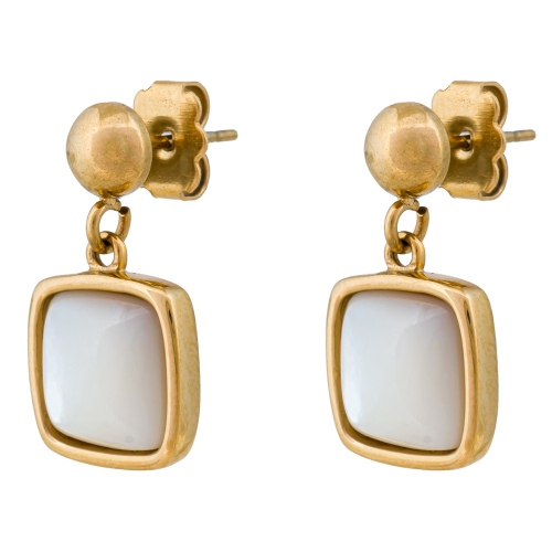 Фото Серьги Куб SHELL WHITE Art Deco Fiore Luna AE02914-2 BW/G