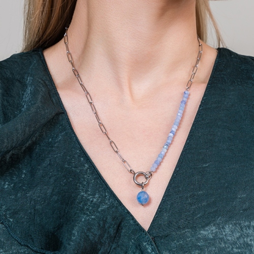 Фото Колье AGAT BLUE Art Deco Fiore Luna BP03181-2 BL/S