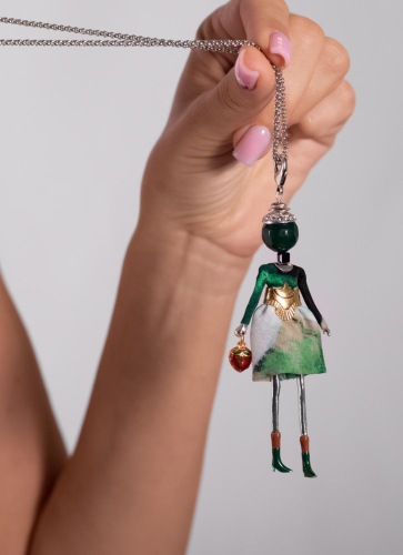 Фото Подвеска Miamelie кукла Беренис в зеленом с сердцечком