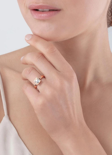 Фото Кольцо Brilliant Square Rose Gold Coeur de Lion 0500/40-1822 54