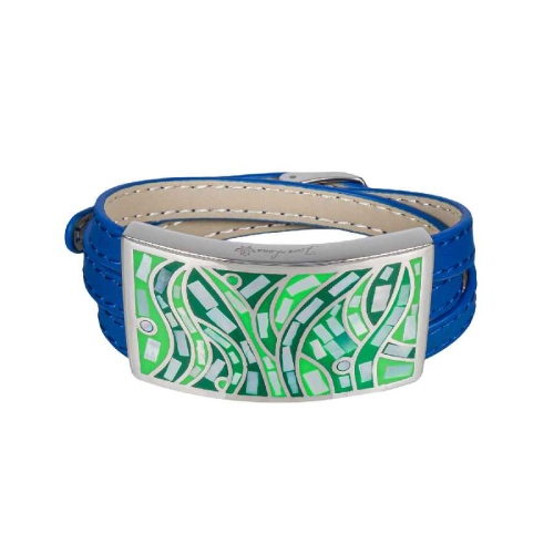 Фото Браслет на кожаном синем ремешке 3 оборота Art Deco Fiore Luna CB00995-6 G