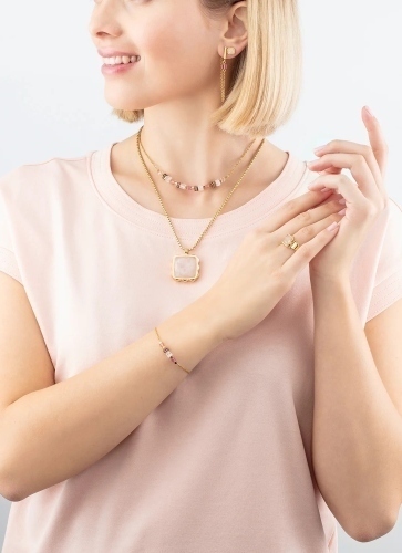 Фото Кольцо 16,5 Spikes Square Rose Quartz gold-pink Coeur de Lion 1200/40-1916 52